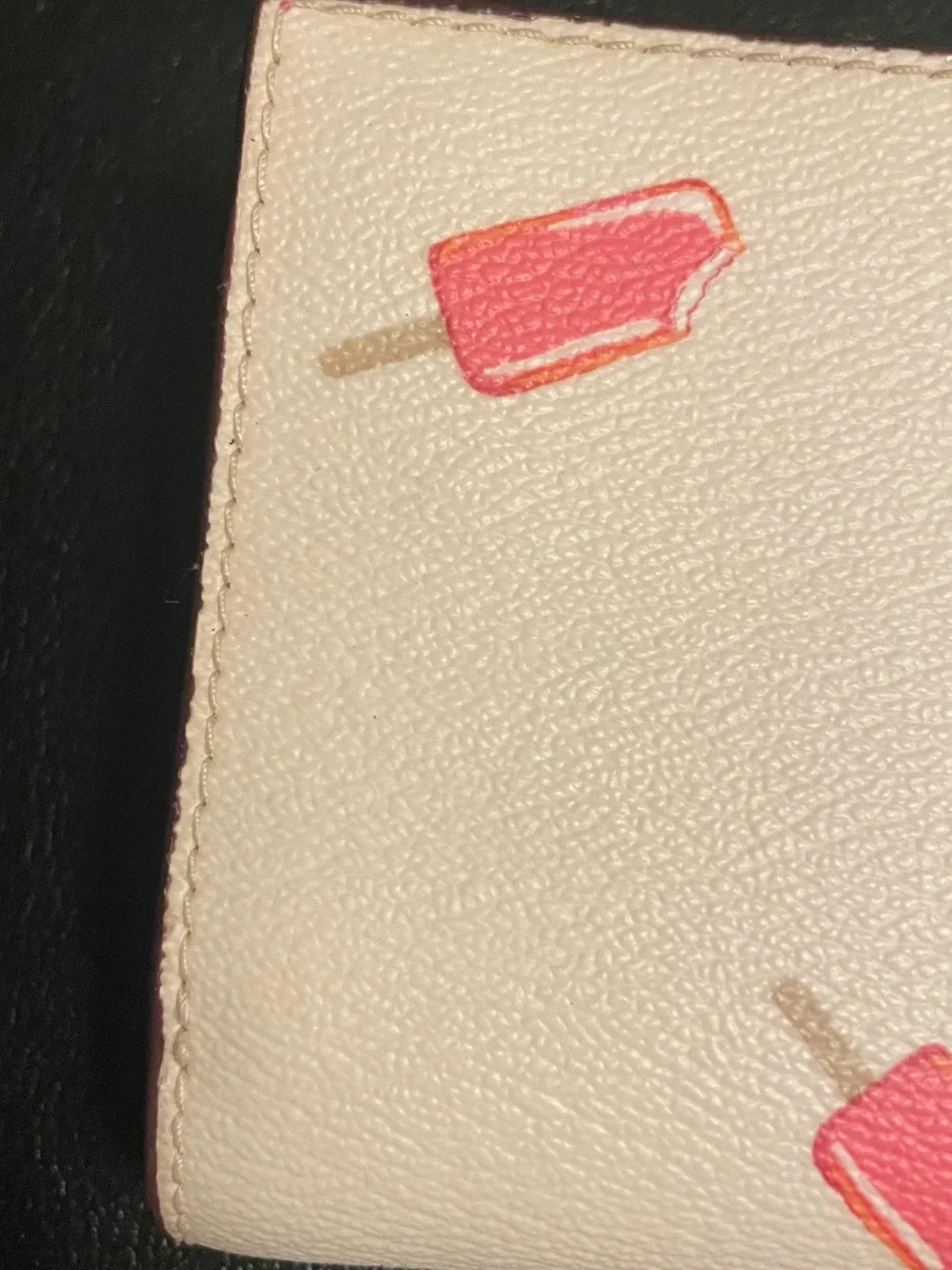 Coach Pink Popsicle Print Cream Leather Small Snap Wallet
